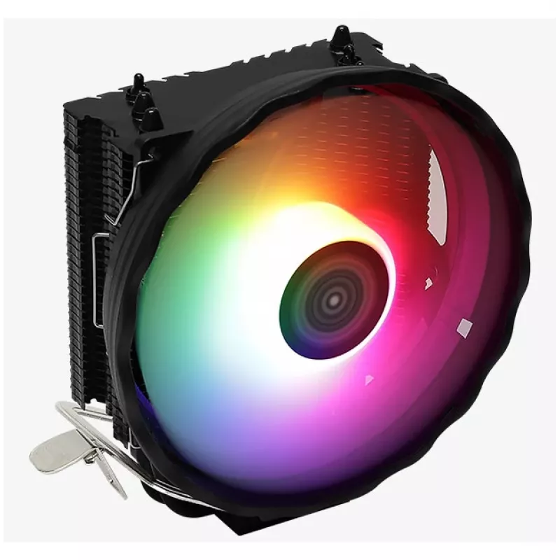 Dissipador de ar AEROCOOL Rave 3 FRGB 120 mm preto branco — 3 heatpipes, ARGB, rolamento hidráulico, 1800 rpm