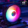 Dissipador de ar AEROCOOL Rave 3 FRGB 120 mm preto branco — 3 heatpipes, ARGB, rolamento hidráulico, 1800 rpm