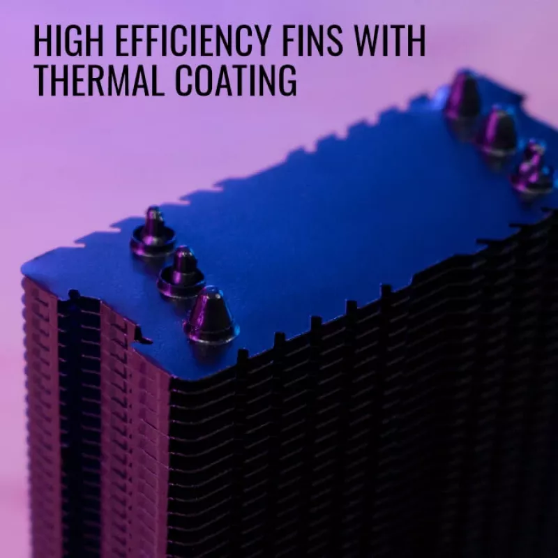 Dissipador de ar AEROCOOL Rave 3 FRGB 120 mm preto branco — 3 heatpipes, ARGB, rolamento hidráulico, 1800 rpm