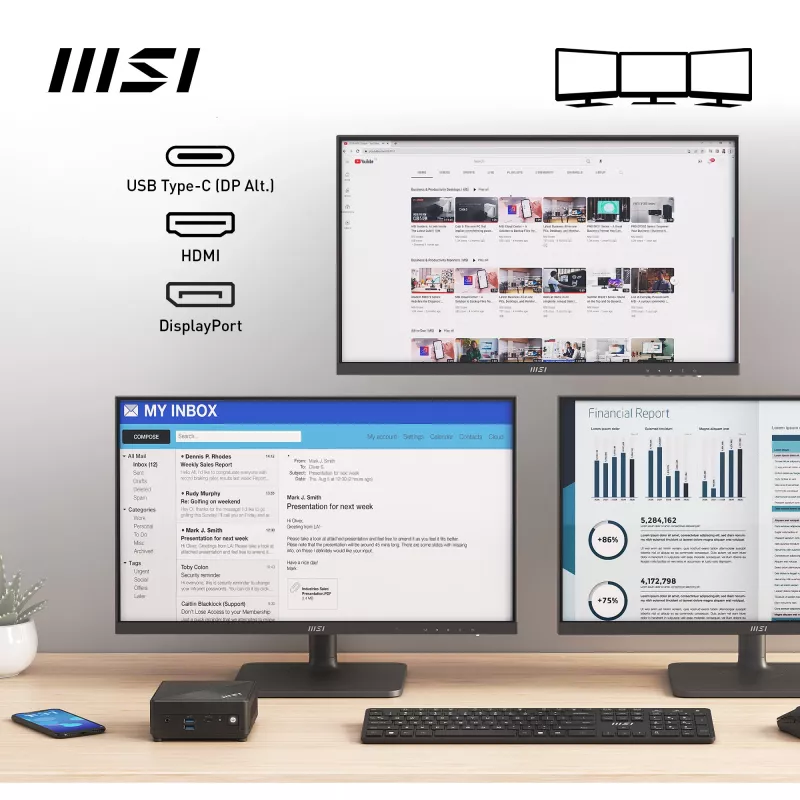 Mini PC MSI Cubi N ADL-006DE Intel® N N200 4 GB DDR4-SDRAM 128 GB SSD Windows 11 Pro preto