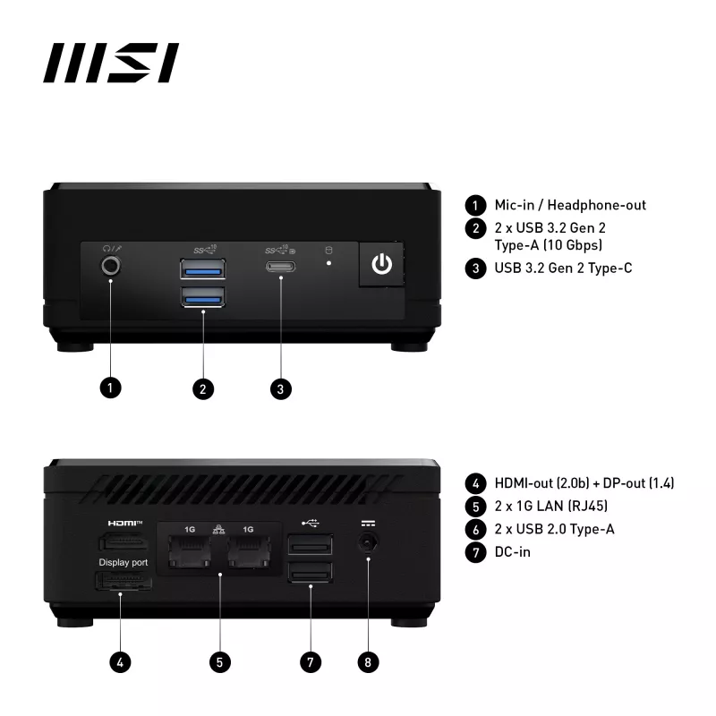 Mini PC MSI Cubi N ADL-006DE Intel® N N200 4 GB DDR4-SDRAM 128 GB SSD Windows 11 Pro preto