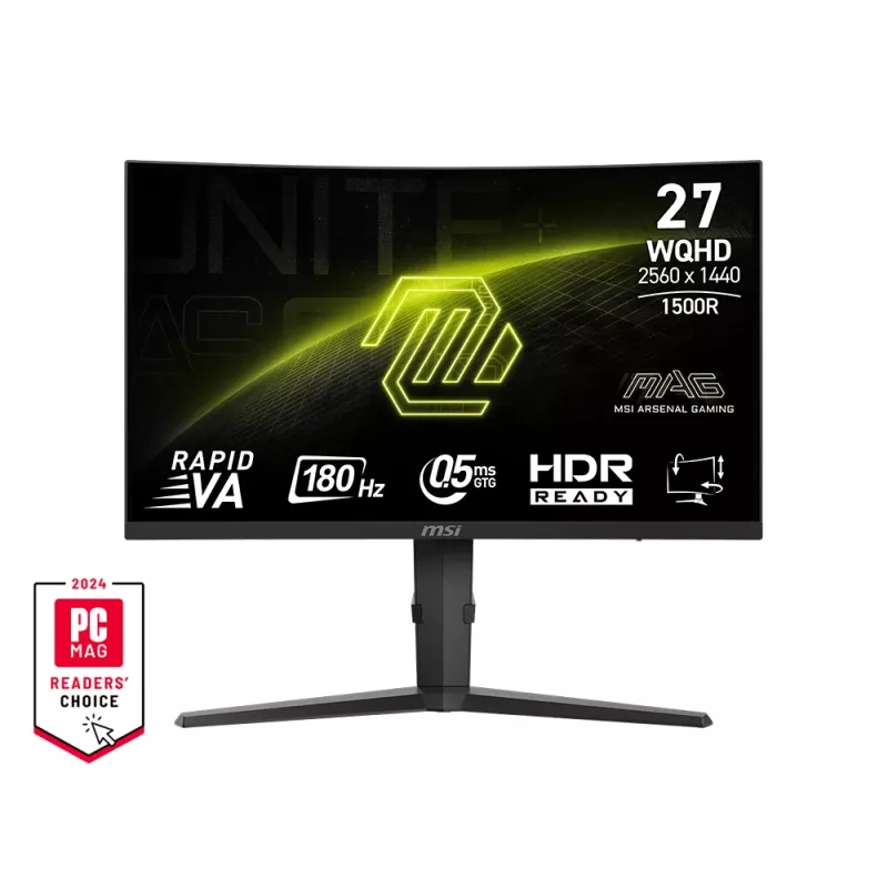 Monitor de computador MSI MAG 275CQPFDE 68,6 cm (27 polegadas) 2560 x 1440 píxeis Wide Quad HD LCD preto