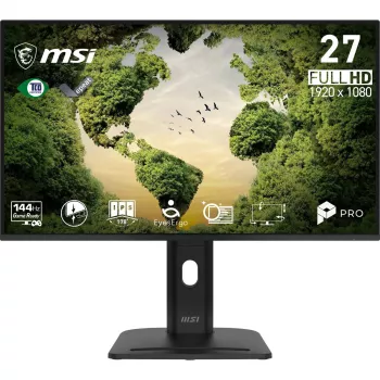 Monitor de computador MSI Pro MP275PGN E14 27 polegadas, 1920×1080 Full HD IPS, 4 ms, 300 cd/m², VESA, altifalantes, altura ajustável, preto