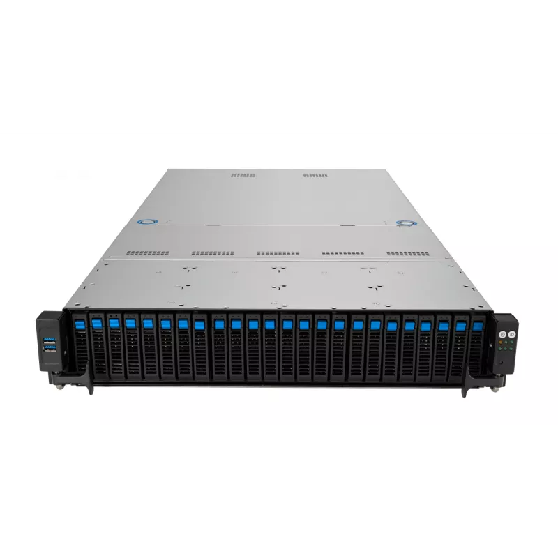 Servidor rack ASUS RS520A-E12-RS24U Socket SP5, AMD EPYC 9004, 1 CPU, 24x DDR5 DIMM, máx. 6,14 TB, 2U, 26x baias de 2,5