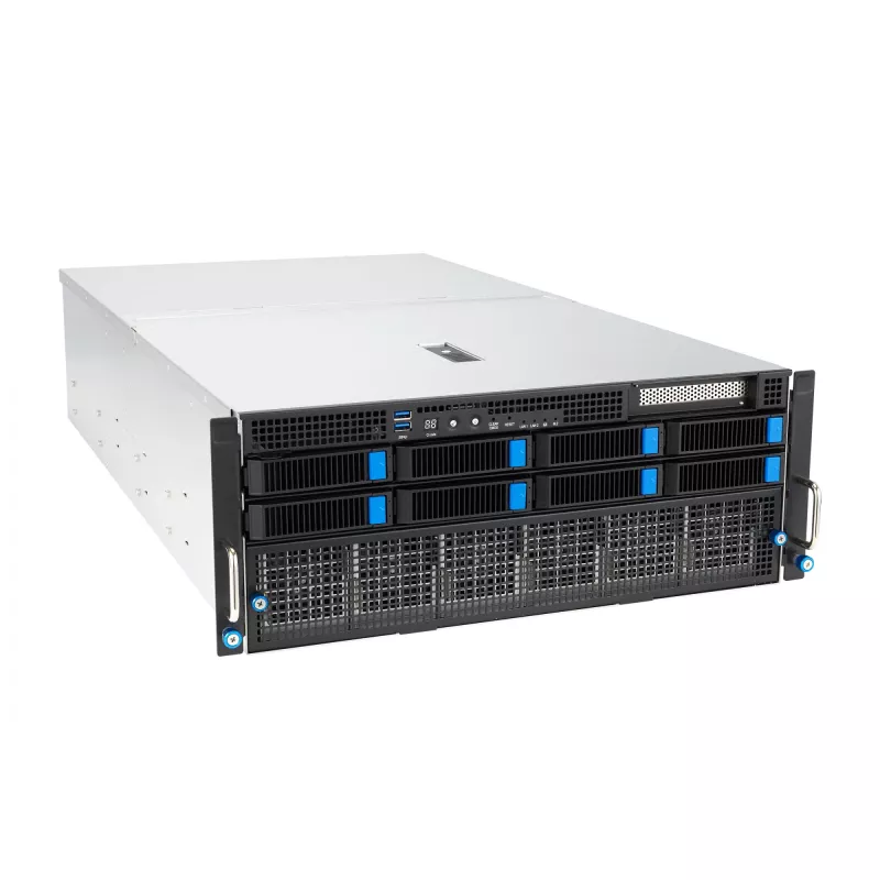 Servidor rack ASUS ESC8000A-E12-SKU2 (4U) – suporta 2× AMD EPYC 9004, DDR5 até 6 TB, 24 DIMM, fonte de alimentação 3000W
