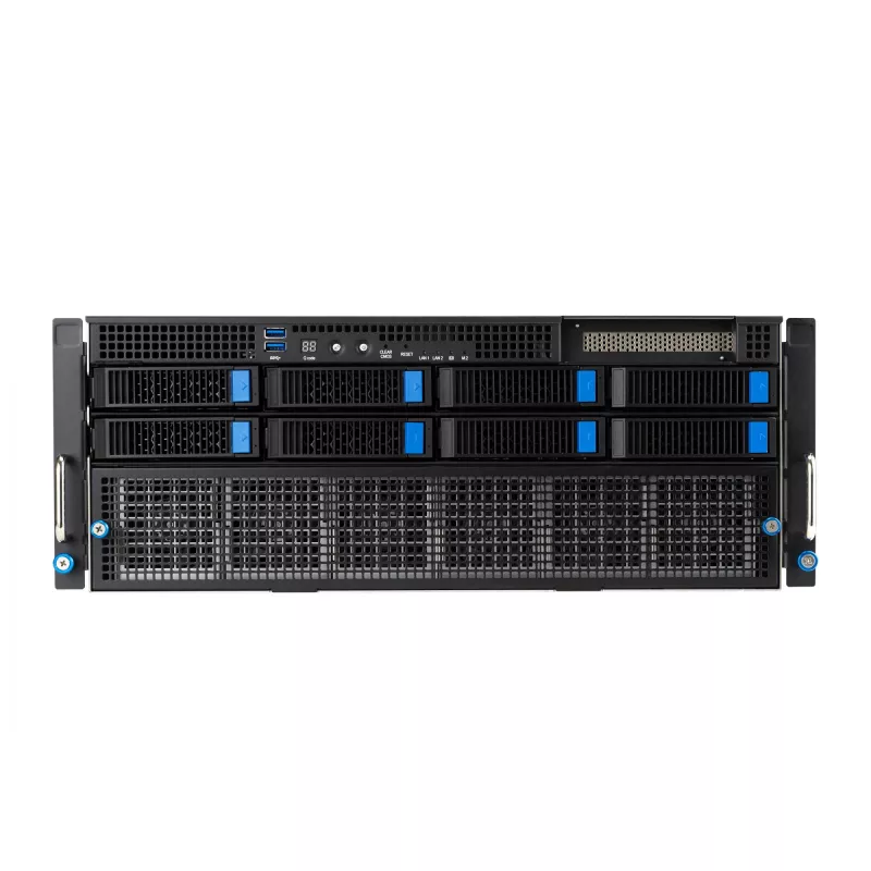 Servidor rack ASUS ESC8000A-E12-SKU2 (4U) – suporta 2× AMD EPYC 9004, DDR5 até 6 TB, 24 DIMM, fonte de alimentação 3000W