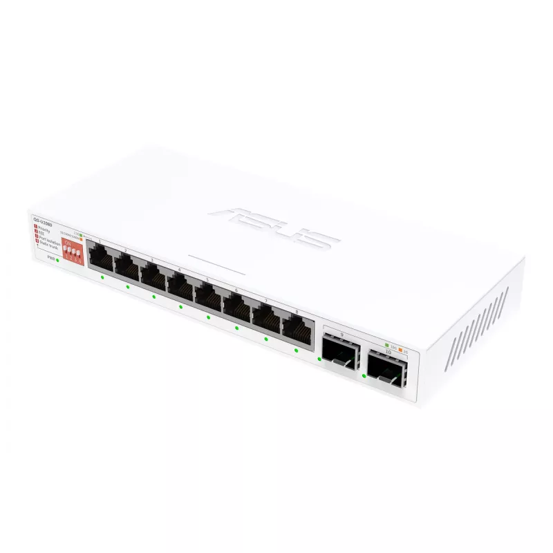 Switch Ethernet não gerido ASUS QG-U1080 — 8 × 2,5G portas RJ-45, MAC 16K, branco, 12V