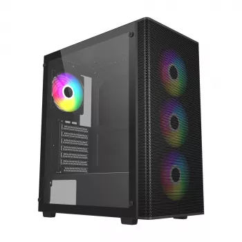 Caixa FSP M220-BA Midi-Tower mATX, ATX preta ARGB