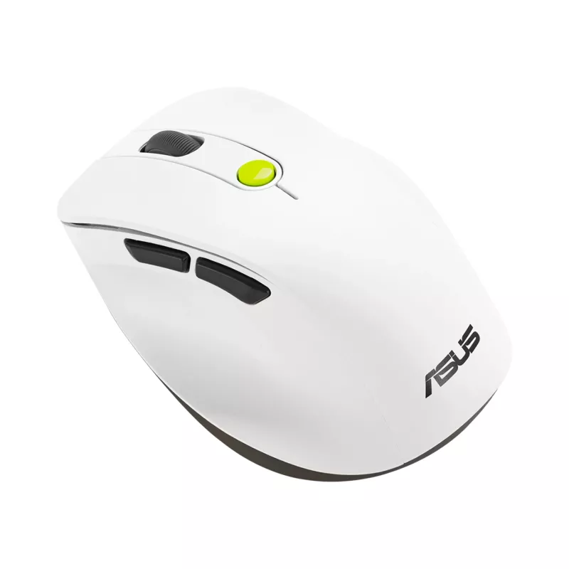 Rato ASUS MD105 /VT-GN — destro RF sem fios + Bluetooth, 2400 DPI, roda de deslocamento, alimentado por pilha, branco/verde