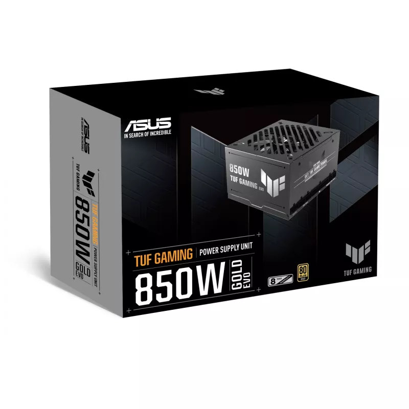 Fonte de alimentação ASUS TUF-GAMING-850G-EVO 850W ATX 80 PLUS Gold 20+4-Pin, 1 ventoinha, Preto