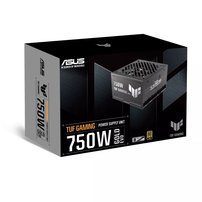 Fonte de alimentação ASUS TUF Gaming 750G EVO — 750 W, ATX, 80 PLUS Gold, 20+4 pinos, preto