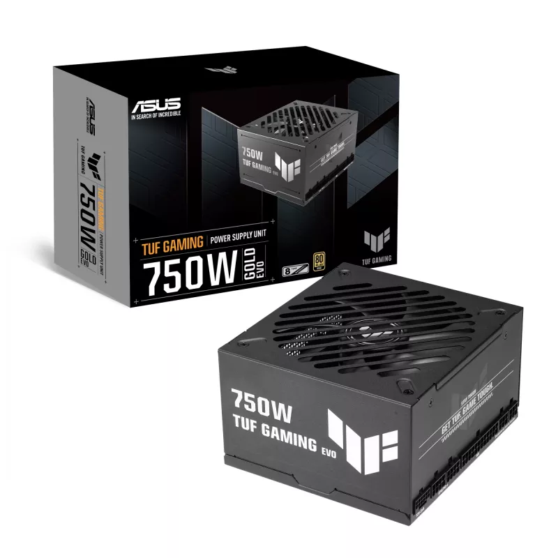 Fonte de alimentação ASUS TUF Gaming 750G EVO — 750 W, ATX, 80 PLUS Gold, 20+4 pinos, preto