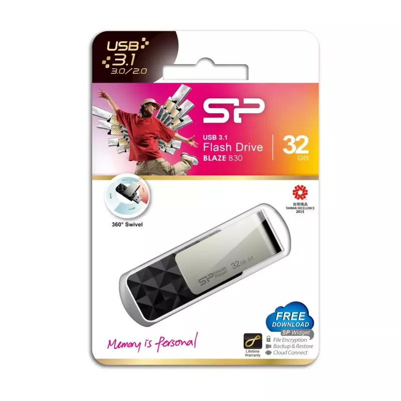 Pen Drive Silicon Power Blaze B30 32 GB, USB Type-A 3.2 Gen 1, preto