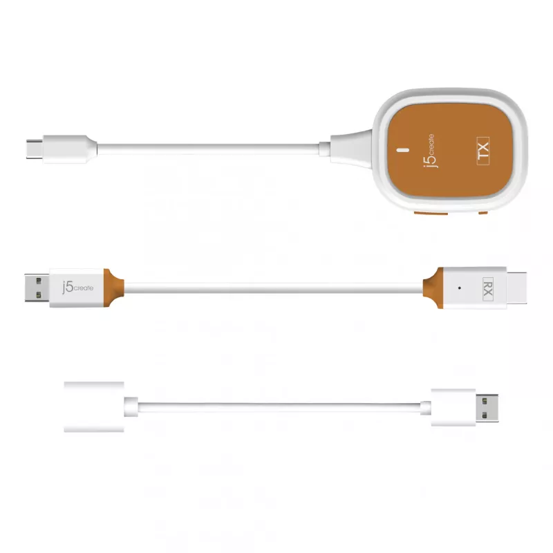 j5create ScreenCast FHD Extensor de ecrã sem fios USB-C, dongle, USB, USB Type-C, branco, 1 A, 0 - 40 °C