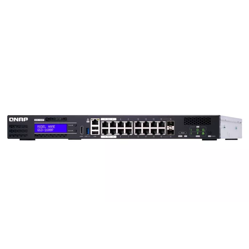 QNAP QGD-1600P Gerido Gigabit Ethernet (10/100/1000) Power over Ethernet (PoE) 1U preto, cinzento