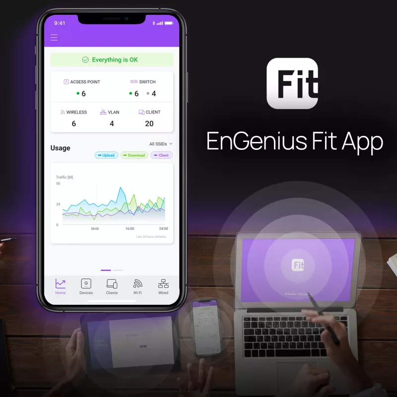 Ponto de acesso wireless EnGenius Fit6 2×2 Outdoor — Dual-Band 2,4/5 GHz, 1774 Mbit/s, PoE, 2,5GbE LAN, 4 antenas, branco