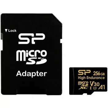 Cartão MicroSDXC Silicon Power SP256GBSTXDV3V1HSP 256 GB Class 10 High Endurance, 3,6 V, 0–70°C
