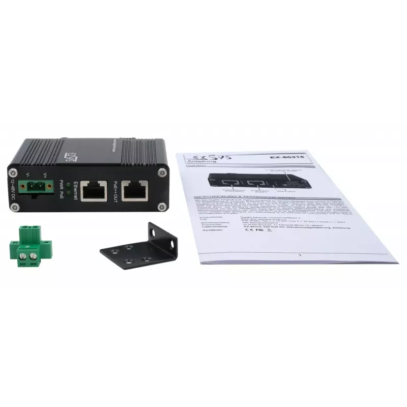 Injetor PoE++ Gigabit EXSYS 90W -40°C a +80°C