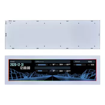 Painel de ecrã Lian Li SM088W — ecrã de caixa universal, branco, 237×73×13 mm, entrada 5 V