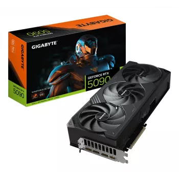 Placa gráfica GIGABYTE GeForce RTX 5090 WINDFORCE OC 32G – 32 GB GDDR7, 512 Bit, PCI-E 5.0, 2467 MHz de frequência do núcleo, 3 x DP 2.1a, 1 x HDMI 2.1b, NVIDIA DLSS 4, GV-N5090WF3OC-32GD