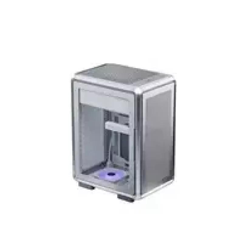 Caixa de computador Cooler Master MasterFrame 400 Mesh prateado, mATX, painel lateral transparente, 1x ventoinha ARGB de 120 mm