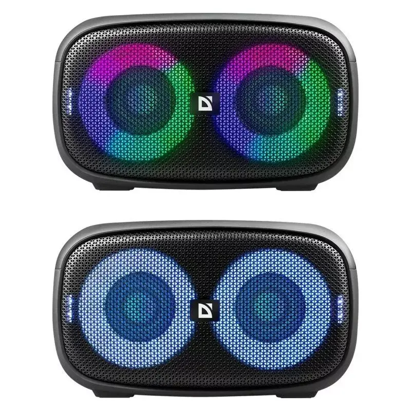 Altifalante Bluetooth portátil Defender Q5 estéreo, 20W, iluminação LED, rádio FM, TWS