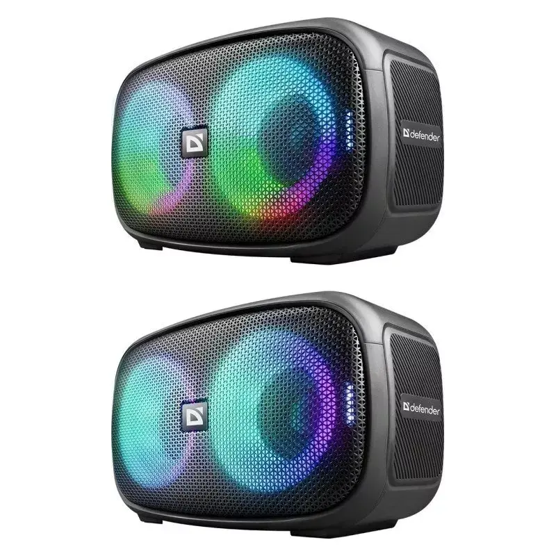 Altifalante Bluetooth portátil Defender Q5 estéreo, 20W, iluminação LED, rádio FM, TWS