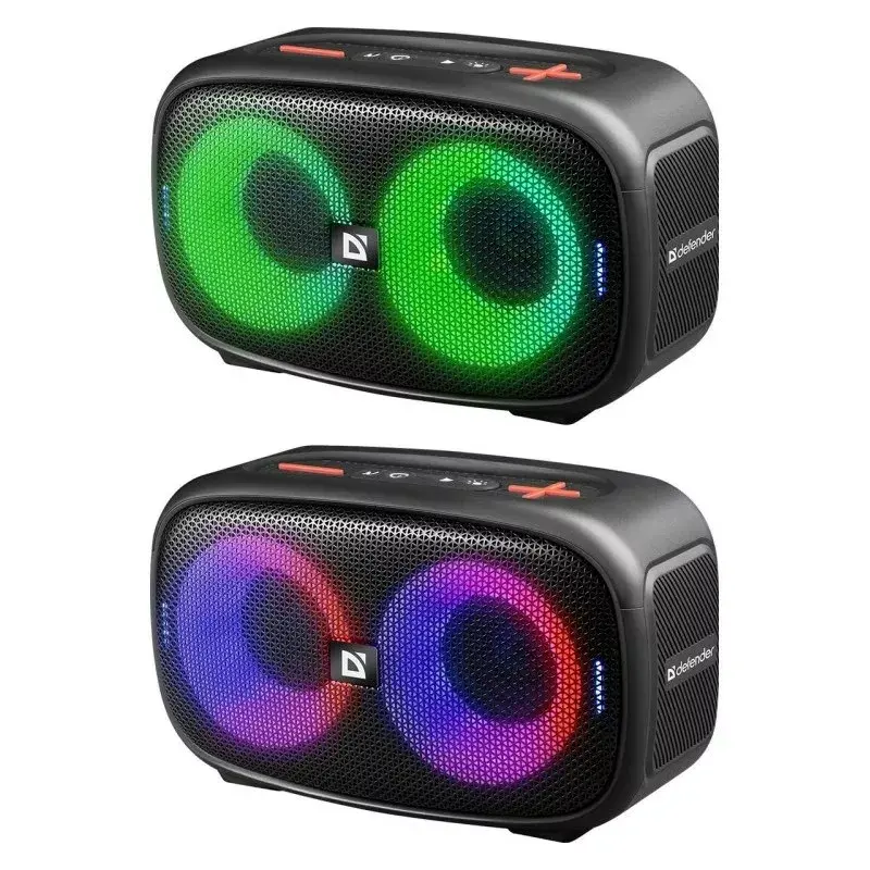 Altifalante Bluetooth portátil Defender Q5 estéreo, 20W, iluminação LED, rádio FM, TWS