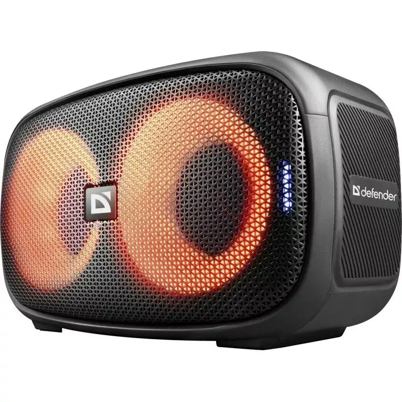 Altifalante Bluetooth portátil Defender Q5 estéreo, 20W, iluminação LED, rádio FM, TWS