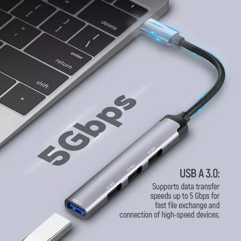 Docking station ColorWay CW-HUB04 4-em-1 USB-C — HDMI, Gigabit Ethernet, USB-A, passagem PD