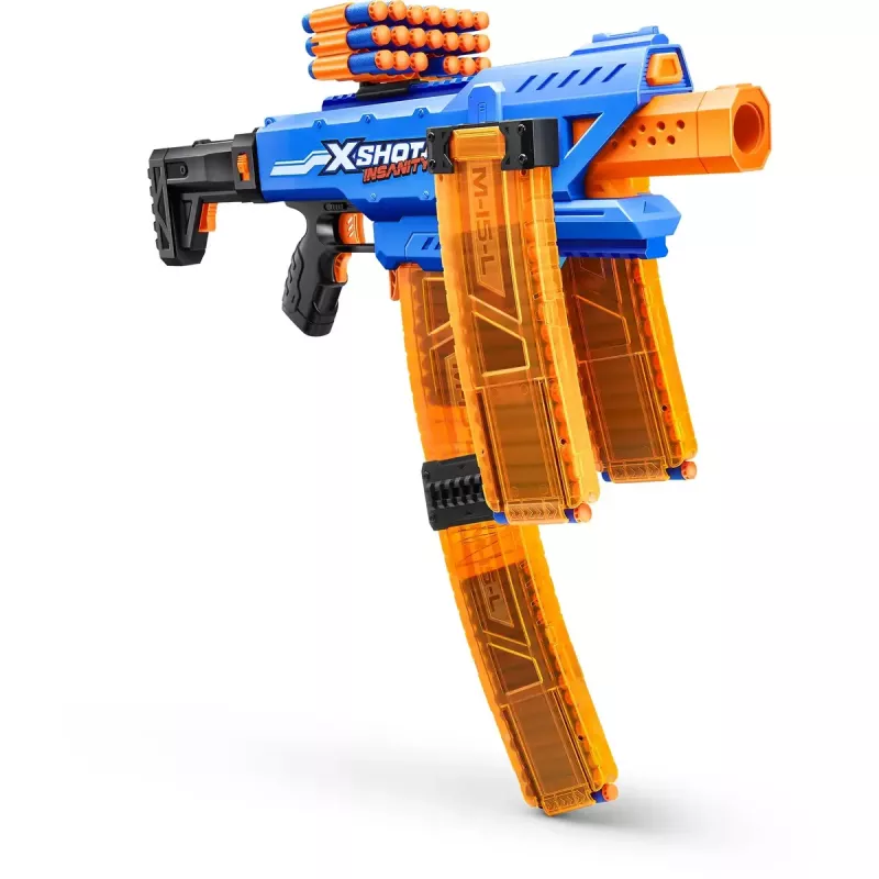 Blaster de dardos de brinquedo Zuru XSHOT Insanity Clip Mania com 72 dardos de espuma