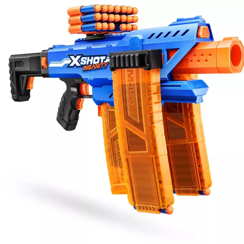 Blaster de dardos de brinquedo Zuru XSHOT Insanity Clip Mania com 72 dardos de espuma