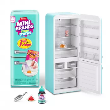 Conjunto de brinquedo Zuru Mini Brands Mini Minis Fill the Fridge Playset — acessórios colecionáveis de frigorífico em miniatura com alimentos