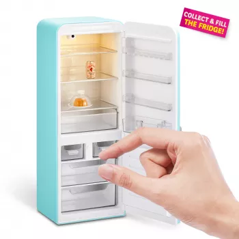 Conjunto de brinquedo Zuru Mini Brands Mini Minis Fill the Fridge Playset — acessórios colecionáveis de frigorífico em miniatura com alimentos