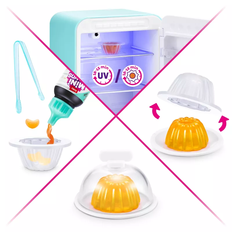 Conjunto de brinquedo Zuru Mini Brands Mini Minis Fill the Fridge Playset — acessórios colecionáveis de frigorífico em miniatura com alimentos