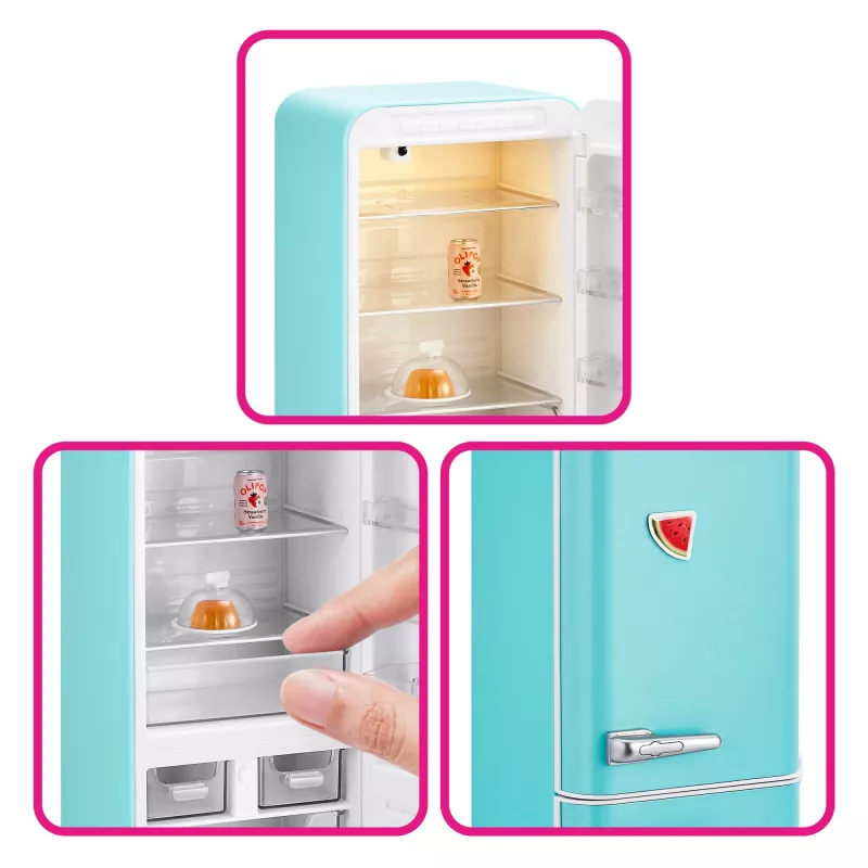 Conjunto de brinquedo Zuru Mini Brands Mini Minis Fill the Fridge Playset — acessórios colecionáveis de frigorífico em miniatura com alimentos