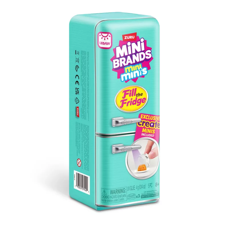 Conjunto de brinquedo Zuru Mini Brands Mini Minis Fill the Fridge Playset — acessórios colecionáveis de frigorífico em miniatura com alimentos