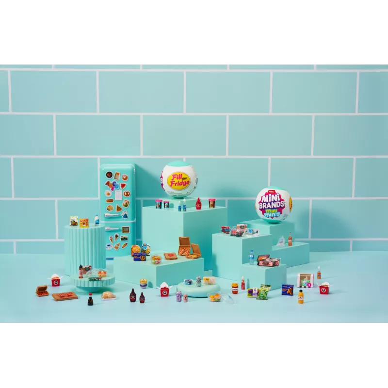 Conjunto de brinquedo Zuru Mini Brands Mini Minis Fill the Fridge Playset — acessórios colecionáveis de frigorífico em miniatura com alimentos