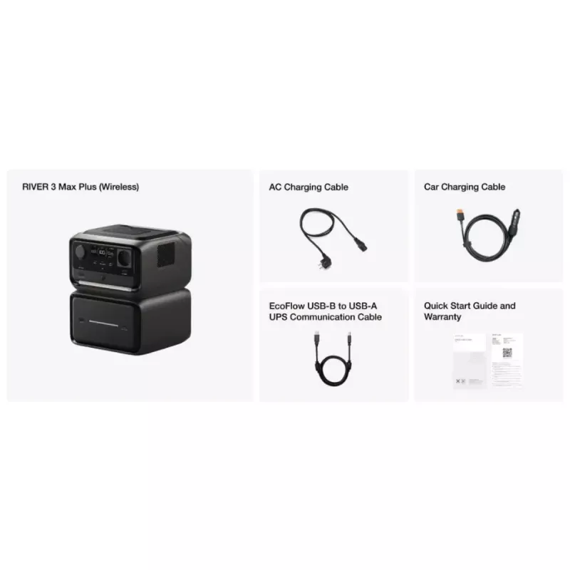 Bateria portátil EcoFlow RIVER 3 MAX PLUS Wireless, 858Wh