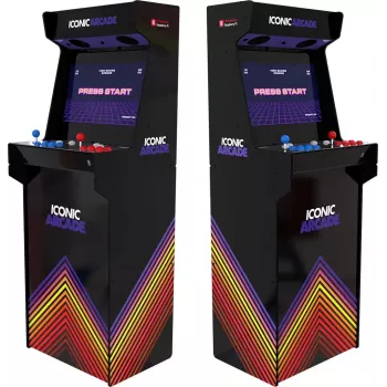 Máquina de arcada Iconic Arcade — Full HD IPS 21 polegadas, Cortex‑A72 1,5 GHz, 1 GB RAM, WLAN, Gigabit Ethernet, MicroSD, Bluetooth, corrente contínua