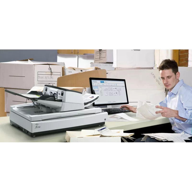 Scanner de mesa e ADF Ricoh fi-7700S 600 x 600 DPI A3 preto, branco