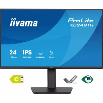 Monitor de computador IIYAMA ProLite XB2491H-B1 23,8 inch (60,5 cm) Full HD IPS LCD, 1920×1080, 178° de visão, VESA, altura ajustável, preto