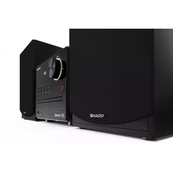 Micro-sistema de áudio doméstico Sharp XL-B512(BK) – 45 W, leitor de CD único, rádio FM, MP3, ligações de altifalantes tipo banana, preto