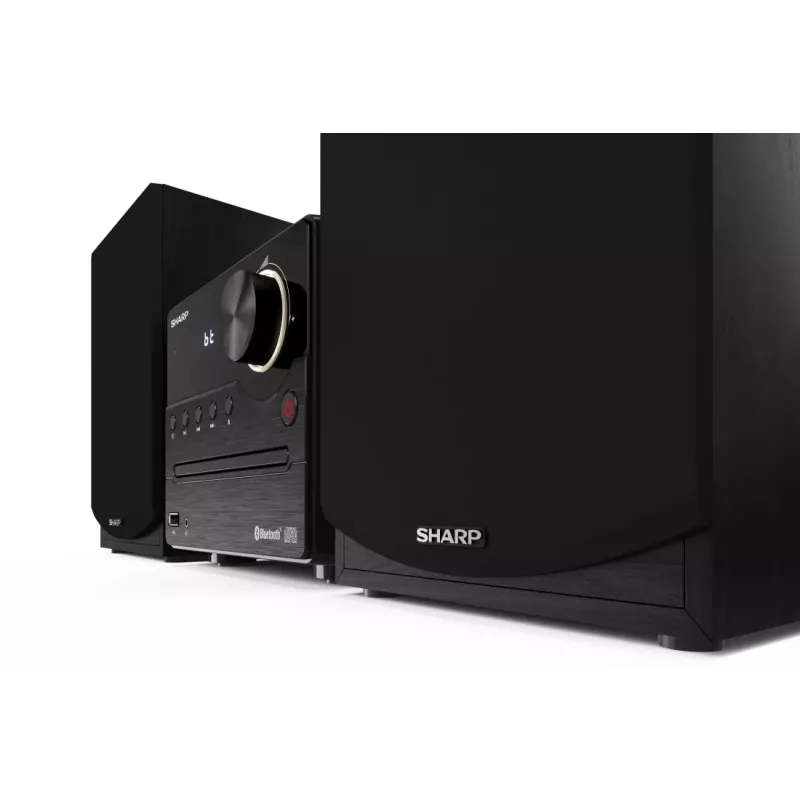 Micro-sistema de áudio doméstico Sharp XL-B512(BK) – 45 W, leitor de CD único, rádio FM, MP3, ligações de altifalantes tipo banana, preto