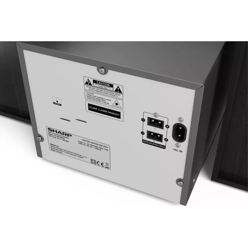 Micro-sistema de áudio doméstico Sharp XL-B512(BK) – 45 W, leitor de CD único, rádio FM, MP3, ligações de altifalantes tipo banana, preto