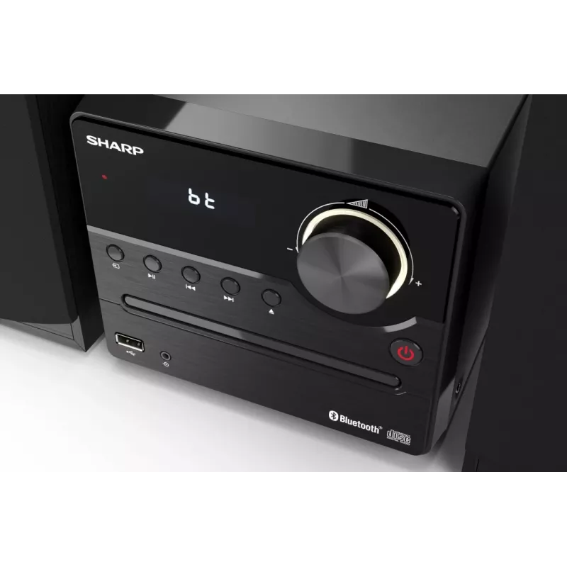 Micro-sistema de áudio doméstico Sharp XL-B512(BK) – 45 W, leitor de CD único, rádio FM, MP3, ligações de altifalantes tipo banana, preto
