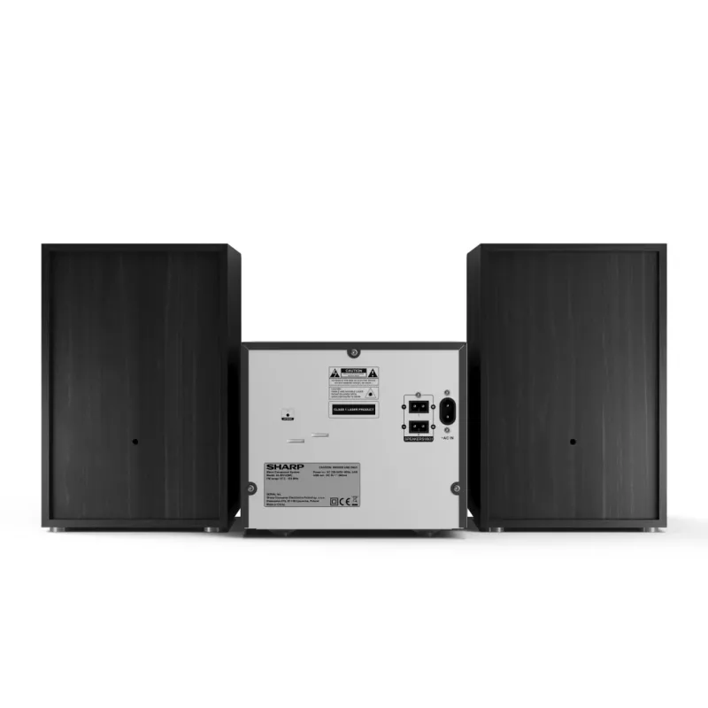 Micro-sistema de áudio doméstico Sharp XL-B512(BK) – 45 W, leitor de CD único, rádio FM, MP3, ligações de altifalantes tipo banana, preto