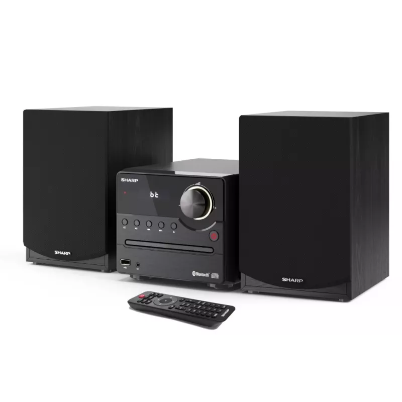 Micro-sistema de áudio doméstico Sharp XL-B512(BK) – 45 W, leitor de CD único, rádio FM, MP3, ligações de altifalantes tipo banana, preto