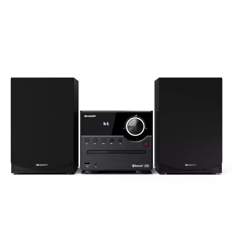 Micro-sistema de áudio doméstico Sharp XL-B512(BK) – 45 W, leitor de CD único, rádio FM, MP3, ligações de altifalantes tipo banana, preto