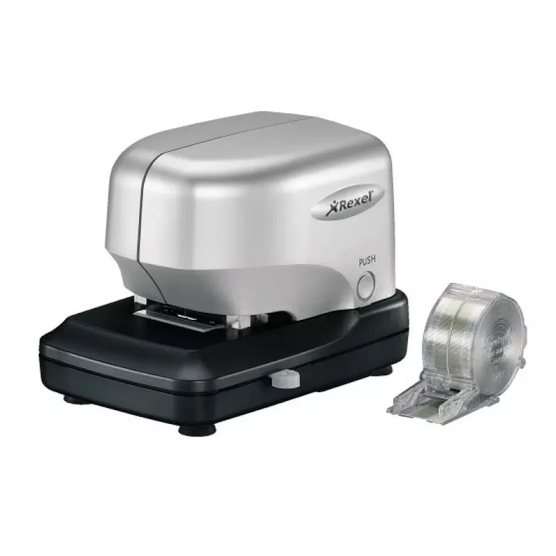 Agrafador elétrico de cartuchos Rexel Stella30 prateado/preto, 30 folhas, 5000 agrafos, preto, prateado, 215 mm, 196 mm, 138 mm